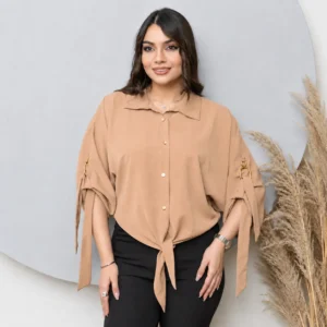 womens-brown-kimono-sleeve-blouse